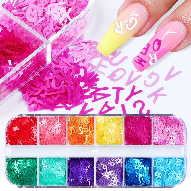 Engleska abeceda sa svjetlucavim šljokicama Dodaci za ukrašavanje noktiju Listovi u boji Pribor za manikuru Dijelovi alata za UV lak za nokte