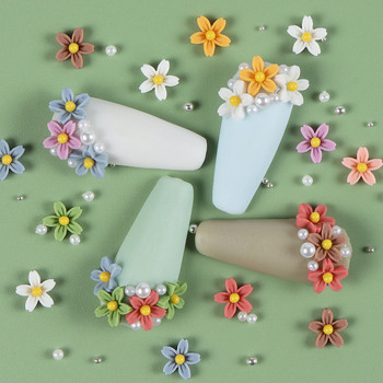 40 ΤΕΜ/Σακούλα Μικτά Χρώματα Λουλούδια Διακοσμητικά νυχιών Ακρυλικό Πέρλα Κρύσταλλο Νυχιών τέχνη Rhinestone Αξεσουάρ για DIY βερνίκια νύχια