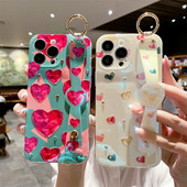 Μόδα 3D Diamond Love Heart Glitter Wrist Strap Θήκη για τηλέφωνο iPhone 13 14 Pro 12 Max 11 X XR XS 7 8Plus SE 2022