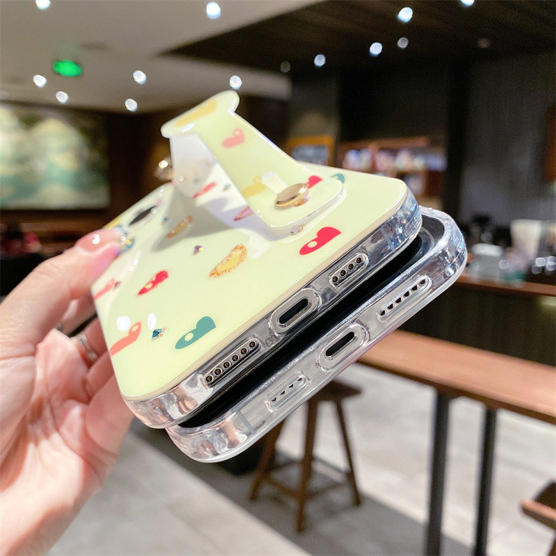 Μόδα 3D Diamond Love Heart Glitter Wrist Strap Θήκη για τηλέφωνο iPhone 13 14 Pro 12 Max 11 X XR XS 7 8Plus SE 2022