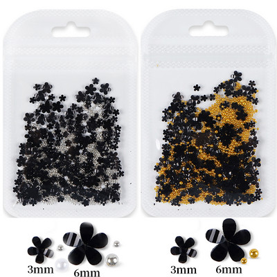 2 vrećice/komplet 3D akrilni cvijet, dijelovi za nokte, ukrasi, miješano zlato, srebro, čelične perle, dragulji, privjesci, dodaci za kawaii nokte