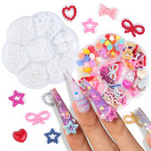 1 doboz aranyos üreges szív gyöngy masni csillagkeverék alakú színes Kawaii körömbűvek szett barkácsolás körömdíszekhez Kiegészítők