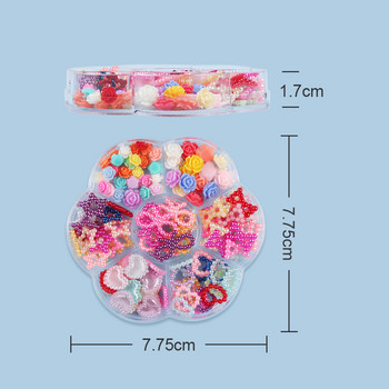 1 κουτί Cute Hollow Heart Pearl Bow Star Mix Shape Colorful Kawaii Nail Charms Σετ για DIY αξεσουάρ για διακοσμήσεις νυχιών