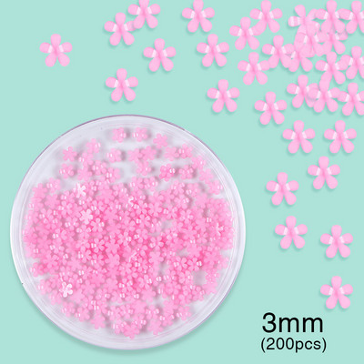 100/200 vnt akrilo spalvos nagų dailės gėlės mišraus dydžio kalnų krištolo karoliukų perlų dekoravimas „pasidaryk pats“ dizaino nagų aksesuarai manikiūro reikmenys