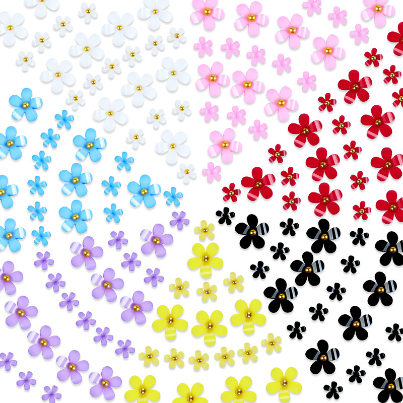 100/200 vnt akrilo spalvos nagų dailės gėlės mišraus dydžio kalnų krištolo karoliukų perlų dekoravimas „pasidaryk pats“ dizaino nagų aksesuarai manikiūro reikmenys