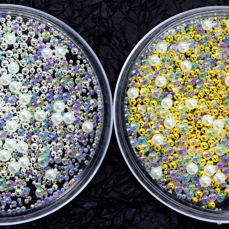 100/200 vnt akrilo spalvos nagų dailės gėlės mišraus dydžio kalnų krištolo karoliukų perlų dekoravimas „pasidaryk pats“ dizaino nagų aksesuarai manikiūro reikmenys