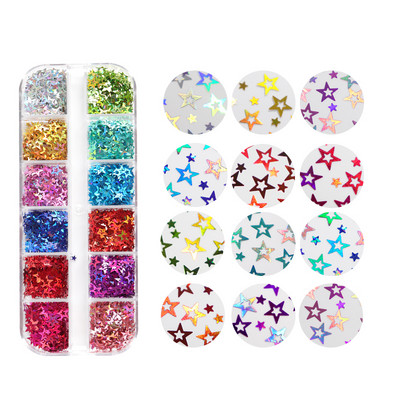 Serija zvjezdanog neba Šljokice za nokte Zlatne srebrne pahuljice Ukrasi za nokte 3D zvjezdane kriške Dodaci za DIY dizajn manikure