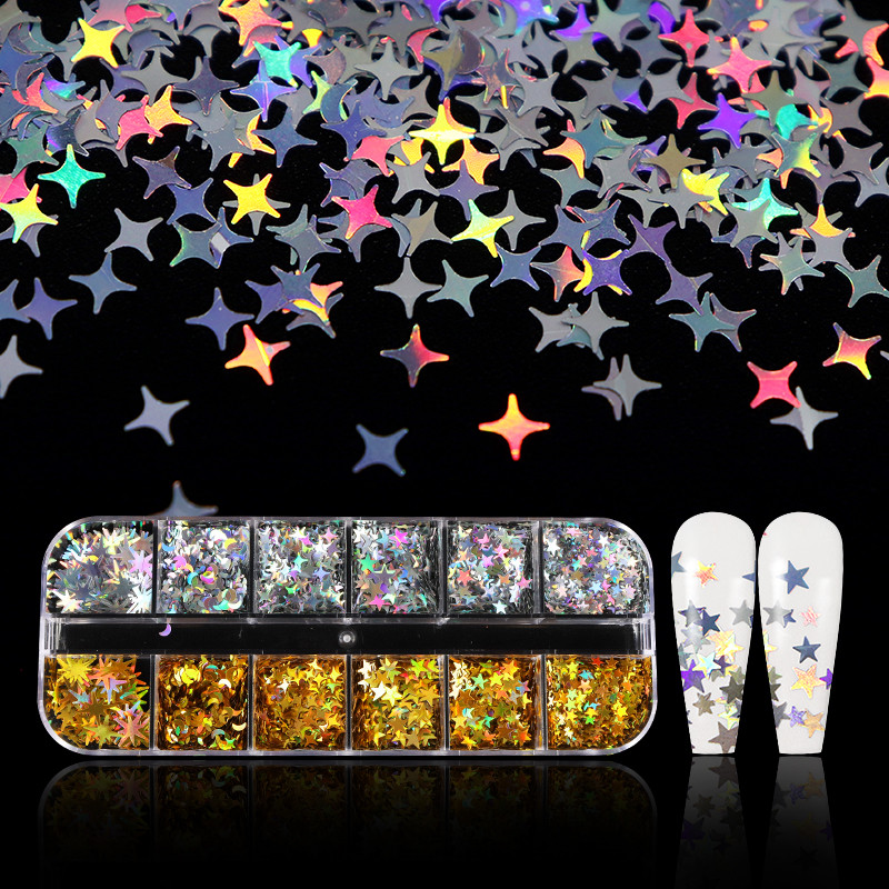 Serija zvjezdanog neba Šljokice za nokte Zlatne srebrne pahuljice Ukrasi za nokte 3D zvjezdane kriške Dodaci za DIY dizajn manikure