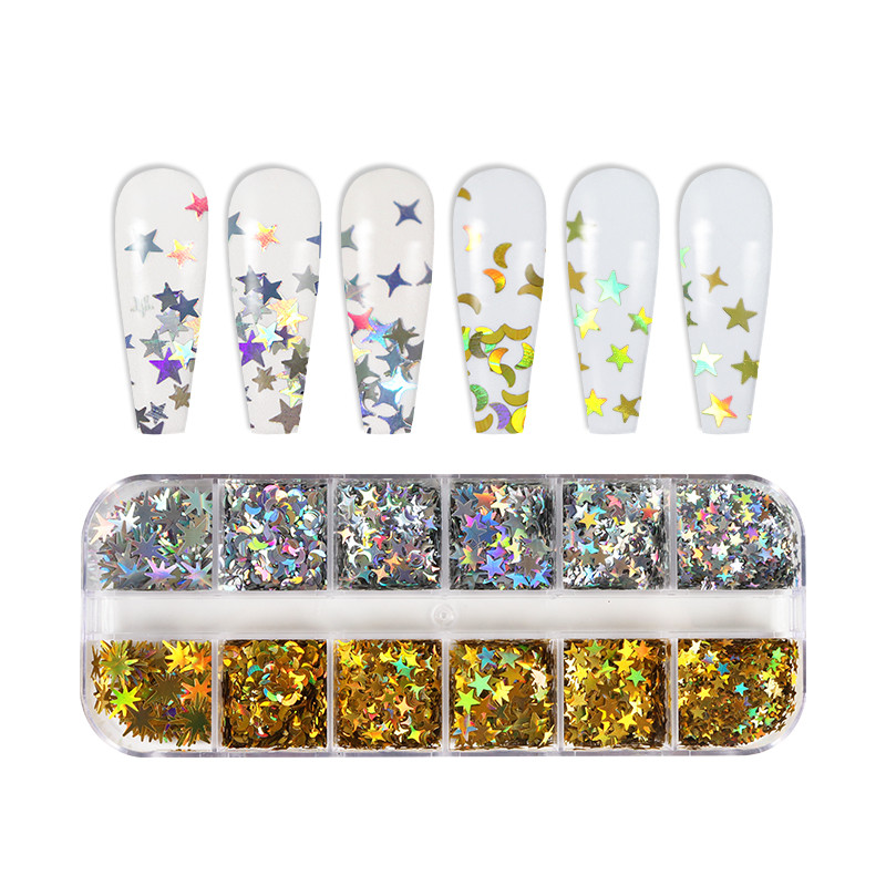 Serija zvjezdanog neba Šljokice za nokte Zlatne srebrne pahuljice Ukrasi za nokte 3D zvjezdane kriške Dodaci za DIY dizajn manikure
