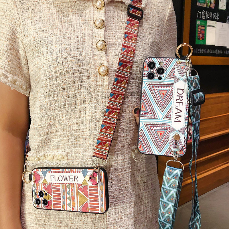 Torba preko ramena Vintage uzorak narukvica Držač telefona Mekana torbica za iPhone 13 14 Pro Max 12 11 X XR XS 7 8 Plus SE 2020 Poklopac