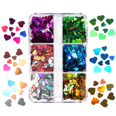 6 rešetki Holografski leptir Nail Art Šljokice Laser raznih oblika Svjetlucave pahuljice Dijelovi za ukrašavanje DIY pribor za nokte Dodaci