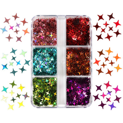 6 rešetki Holografski leptir Nail Art Šljokice Laser raznih oblika Svjetlucave pahuljice Dijelovi za ukrašavanje DIY pribor za nokte Dodaci