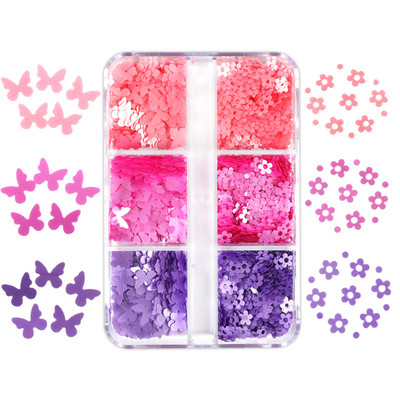 6 rešetki Holografski leptir Nail Art Šljokice Laser raznih oblika Svjetlucave pahuljice Dijelovi za ukrašavanje DIY pribor za nokte Dodaci