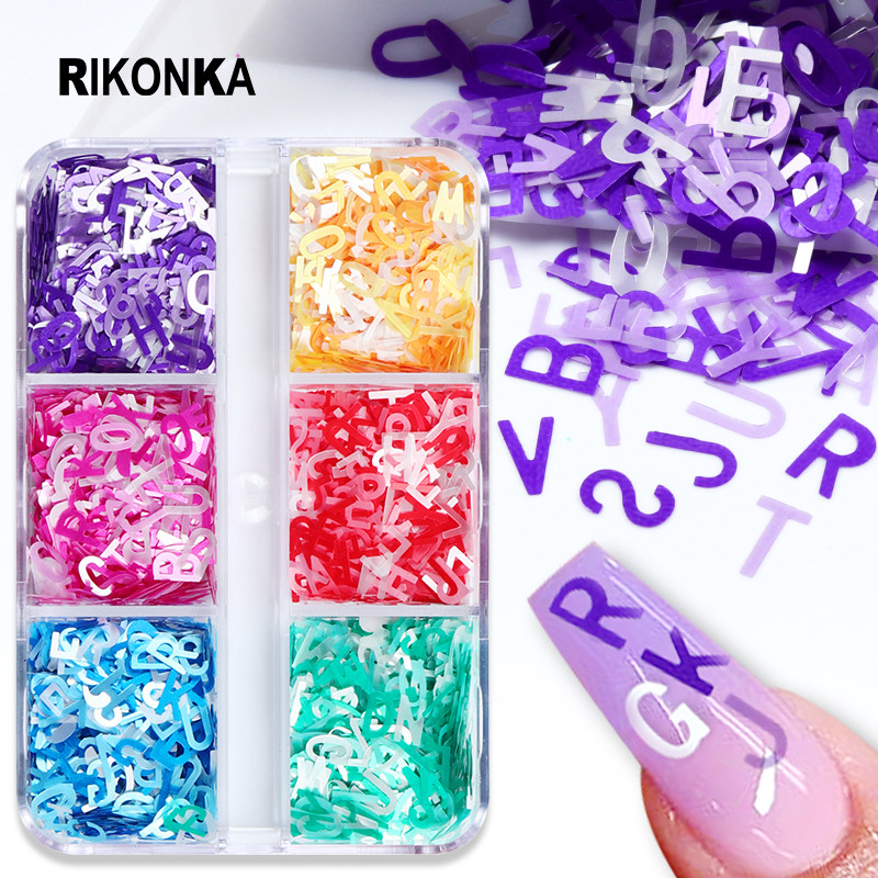1 Σετ γράμματα Nail Glitter Sequin English Alphabet Flakes Art Διακόσμηση για DIY Μανικιούρ Γούρια Νύχια Αξεσουάρ Ανταλλακτικά Προμήθειες