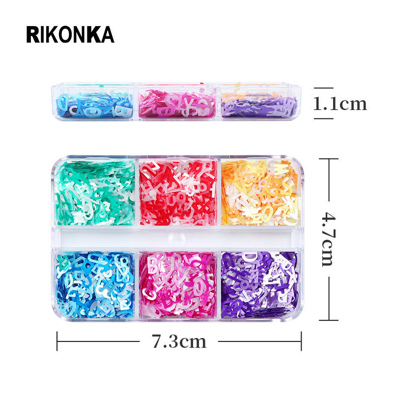 1 Σετ γράμματα Nail Glitter Sequin English Alphabet Flakes Art Διακόσμηση για DIY Μανικιούρ Γούρια Νύχια Αξεσουάρ Ανταλλακτικά Προμήθειες
