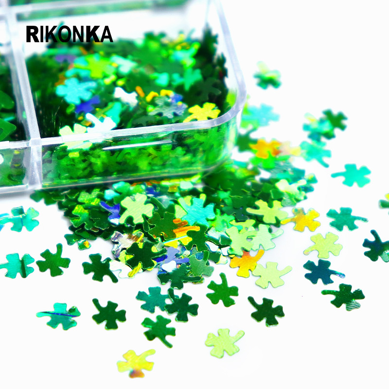 Patriko diena Paillette dekoravimas Nagų blizgučiais blizgučiais Širdies forma Žvaigždės lapų dribsniai, skirti „pasidaryk pats“ manikiūro griežinėliai Nagai Priedai