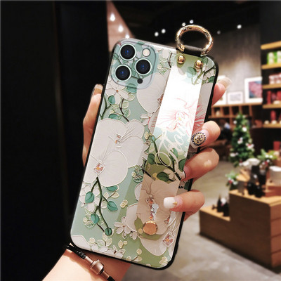 skirtas iPhone 14 riešo dirželio dėklui Prabangus 3D reljefinis fotoaparato apsauginis minkštas stovo dangtelis, skirtas iPhone 13 12 11 Pro Max SE2020 XR XS Max 7 8