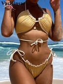 Νέο σέξι μπικίνι μπικίνι με πλισέ με ραβδώσεις, γυναικεία μαγιό Γυναικεία μαγιό, σετ μπικίνι δύο τεμαχίων Bather μαγιό Swim V3879