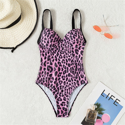 Új szexi Leopard Underwired melltartó kupa Monokini egyrészes fürdőruha Női fürdőruha, magas vágású fürdőruha úszó V3262P