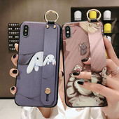 Για iPhone 12 13 14 Pro max Θήκη Cute Cat Rabbit Wrist Strap TPU Θήκη τηλεφώνου για iPhone 14 Plus 8 6 7 XR X XS Κάλυμμα θήκης τηλεφώνου