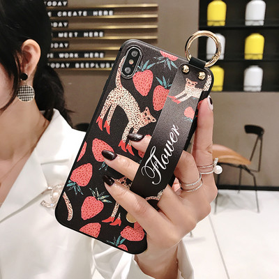 Για iPhone 12 13 14 Pro max Θήκη Cute Cat Rabbit Wrist Strap TPU Θήκη τηλεφώνου για iPhone 14 Plus 8 6 7 XR X XS Κάλυμμα θήκης τηλεφώνου