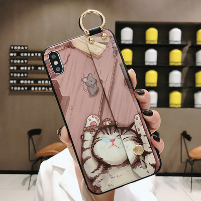 Για iPhone 12 13 14 Pro max Θήκη Cute Cat Rabbit Wrist Strap TPU Θήκη τηλεφώνου για iPhone 14 Plus 8 6 7 XR X XS Κάλυμμα θήκης τηλεφώνου