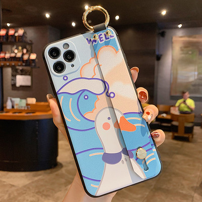 Για iPhone 12 13 14 Pro max Θήκη Cute Cat Rabbit Wrist Strap TPU Θήκη τηλεφώνου για iPhone 14 Plus 8 6 7 XR X XS Κάλυμμα θήκης τηλεφώνου