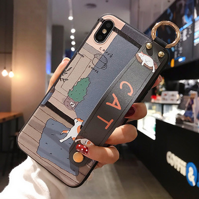 Για iPhone 12 13 14 Pro max Θήκη Cute Cat Rabbit Wrist Strap TPU Θήκη τηλεφώνου για iPhone 14 Plus 8 6 7 XR X XS Κάλυμμα θήκης τηλεφώνου