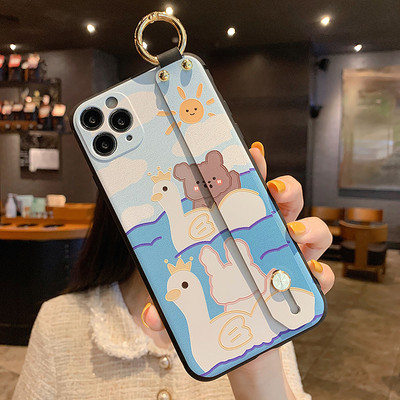 Για iPhone 12 13 14 Pro max Θήκη Cute Cat Rabbit Wrist Strap TPU Θήκη τηλεφώνου για iPhone 14 Plus 8 6 7 XR X XS Κάλυμμα θήκης τηλεφώνου