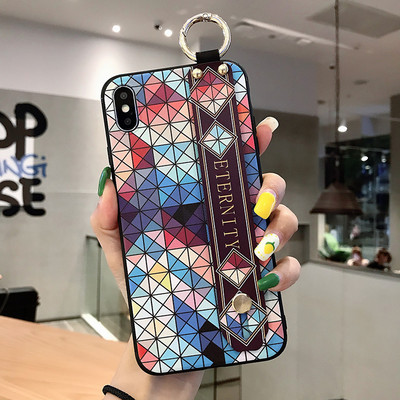 Meke TPU futrole za narukvicu za iPhone 14 11 12 13 pro max 7 8Plus X XR Xs SE 2 Vintage rešetkasti cvjetni uzorak Poklopac za držač telefona