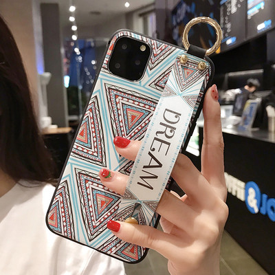 Meke TPU futrole za narukvicu za iPhone 14 11 12 13 pro max 7 8Plus X XR Xs SE 2 Vintage rešetkasti cvjetni uzorak Poklopac za držač telefona