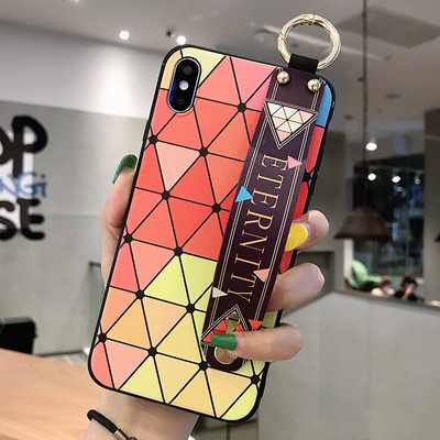 Meke TPU futrole za narukvicu za iPhone 14 11 12 13 pro max 7 8Plus X XR Xs SE 2 Vintage rešetkasti cvjetni uzorak Poklopac za držač telefona