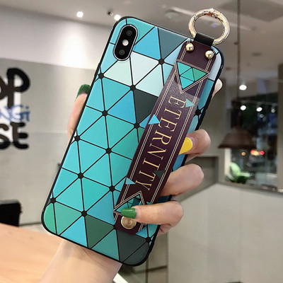 Meke TPU futrole za narukvicu za iPhone 14 11 12 13 pro max 7 8Plus X XR Xs SE 2 Vintage rešetkasti cvjetni uzorak Poklopac za držač telefona