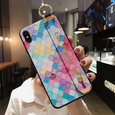 Meke TPU futrole za narukvicu za iPhone 14 11 12 13 pro max 7 8Plus X XR Xs SE 2 Vintage rešetkasti cvjetni uzorak Poklopac za držač telefona