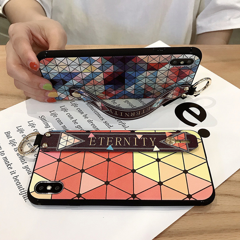 Meke TPU futrole za narukvicu za iPhone 14 11 12 13 pro max 7 8Plus X XR Xs SE 2 Vintage rešetkasti cvjetni uzorak Poklopac za držač telefona