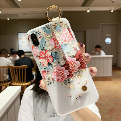 Za iPhone XR Xs 12 11 13 14 Pro Max torbica Mekani cvjetni uzorak Poklopac za držač telefona za Apple 7 Plus 6S 8 SE 2 TPU torbica za narukvicu