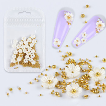 5g/чанта Декорация за нокти с бели цветя Професионални принадлежности за маникюр Бижута от акрилни кристали за елегантен дизайн на ноктите
