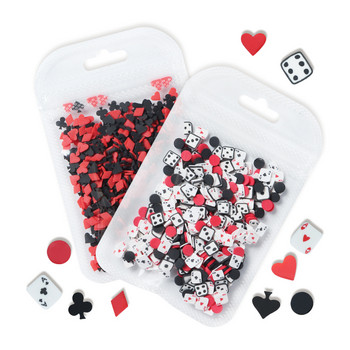10g Resin Poker Card Slice Nail Art Διακοσμήσεις Κόκκινη Μαύρη Καρδιά Πολυμερής Πηλός Φέτες Μέρη Μανικιούρ Σχέδιο Νυχιών Αξεσουάρ