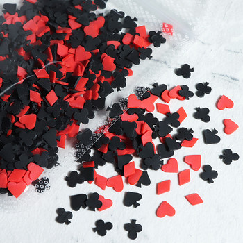 10g Resin Poker Card Slice Nail Art Διακοσμήσεις Κόκκινη Μαύρη Καρδιά Πολυμερής Πηλός Φέτες Μέρη Μανικιούρ Σχέδιο Νυχιών Αξεσουάρ