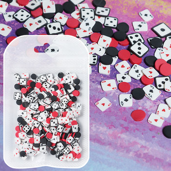10g Resin Poker Card Slice Nail Art Decorations Red Black Heart Полимерна глина Slices Parts Маникюр Дизайн Консумативи за нокти Аксесоари