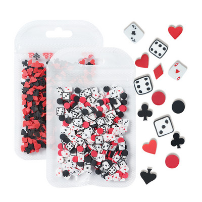 10g Resin Poker Card Slice Nail Art Decorations Red Black Heart Полимерна глина Slices Parts Маникюр Дизайн Консумативи за нокти Аксесоари