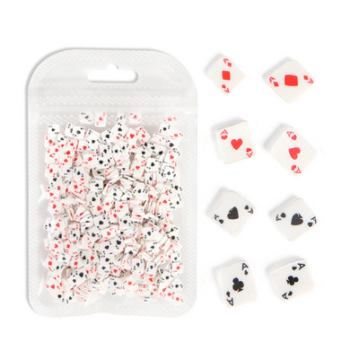 10g Resin Poker Card Slice Nail Art Decorations Crveno Crno Srce Polimer Clay Slices Dijelovi Dizajn manikure Pribor za nokte