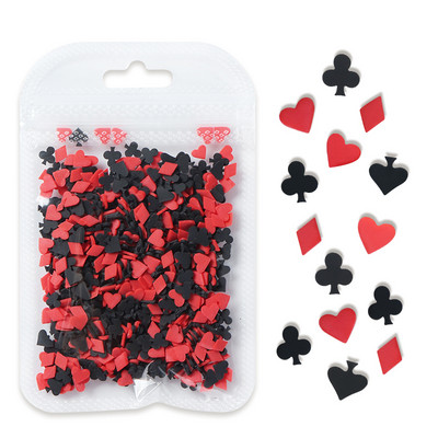 10g Resin Poker Card Slice Nail Art Decorations Crveno Crno Srce Polimer Clay Slices Dijelovi Dizajn manikure Pribor za nokte