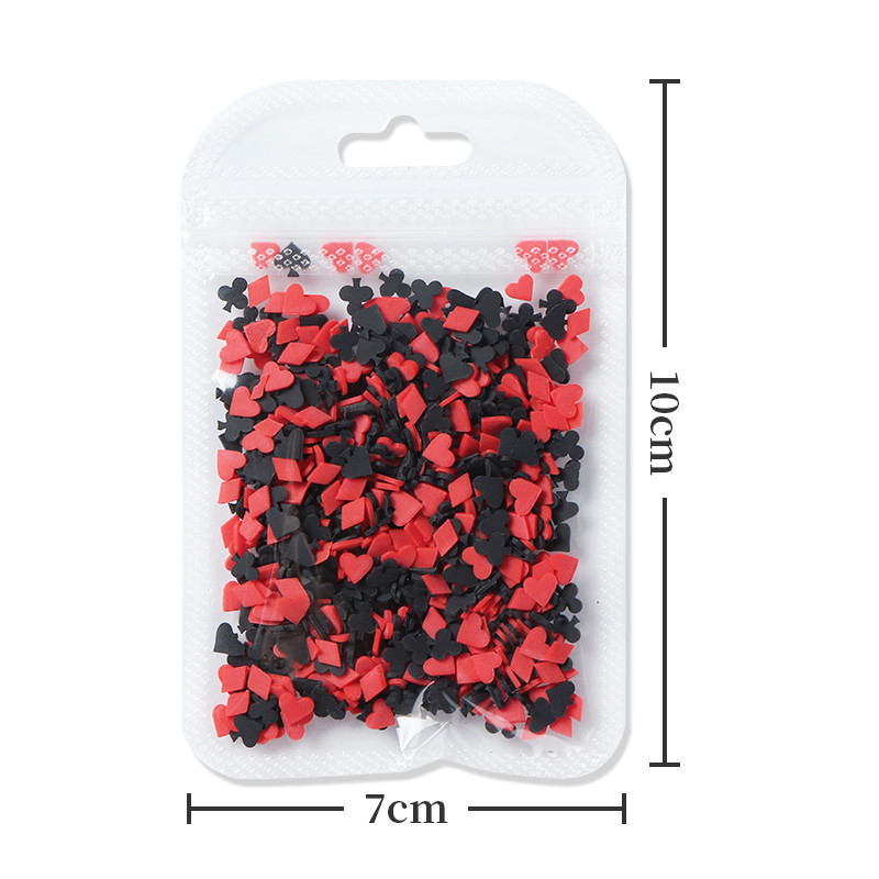 10g Resin Poker Card Slice Nail Art Decorations Crveno Crno Srce Polimer Clay Slices Dijelovi Dizajn manikure Pribor za nokte