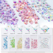 50db Aurora Sugar Cube körömbűvek Decoracion strasszok jég nyolcszögletű kristály gyémántok barkácsolt műgyanta körmök kellékek kellékek