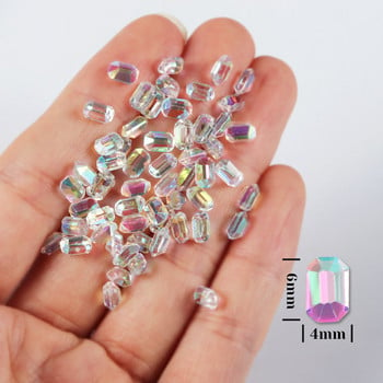 50 τμχ Aurora Sugar Cube Nail Charms Decoracion Rhinestones Ice Octagonal Crystal Diamonds DIY Resin Nails Supplies Αξεσουάρ