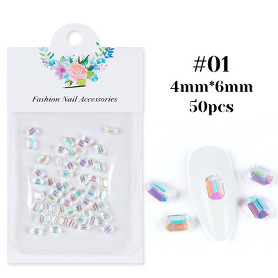 50db Aurora Sugar Cube körömbűvek Decoracion strasszok jég nyolcszögletű kristály gyémántok barkácsolt műgyanta körmök kellékek kellékek