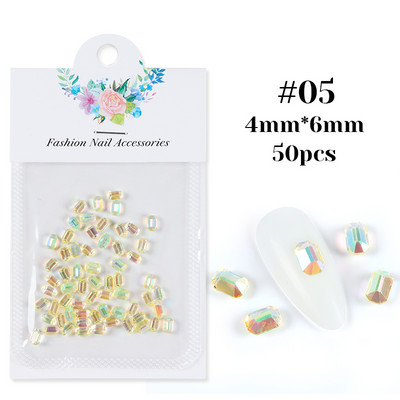 50db Aurora Sugar Cube körömbűvek Decoracion strasszok jég nyolcszögletű kristály gyémántok barkácsolt műgyanta körmök kellékek kellékek