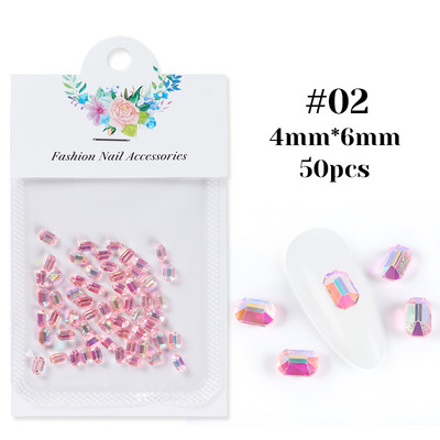 50db Aurora Sugar Cube körömbűvek Decoracion strasszok jég nyolcszögletű kristály gyémántok barkácsolt műgyanta körmök kellékek kellékek