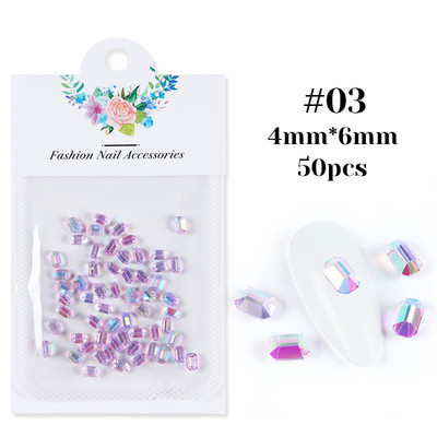 50db Aurora Sugar Cube körömbűvek Decoracion strasszok jég nyolcszögletű kristály gyémántok barkácsolt műgyanta körmök kellékek kellékek